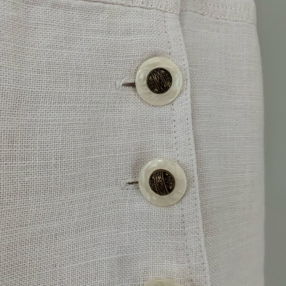 Vintage Linen Pencil Skirt With Button Hip & Slit - Picture 2 of 7